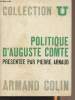 "Politique d'Auguste Comte - Collection U ""Idées politiques""". Arnaud Pierre