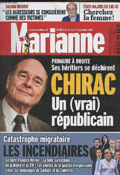 "Marianne N°1016 du 23 au 29 sept. 2016 - Primaire à droite, ses héritiers se déchirent, Chirac un (vrai) républicain - Salman Rushdie ""Les ...