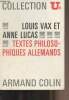 Textes philosophiques allemands - Collection U² n°67. Vax Louis/Lucas Annes