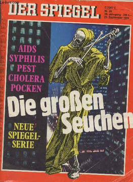 "Der Spiegel, Nr.39 - 39. Jahrgang DM 4, 23. september 1985 - Aids, syphilis, pest, cholera, pcken - Die grossen seuchen - Neue spiegel-serie - Fall ...