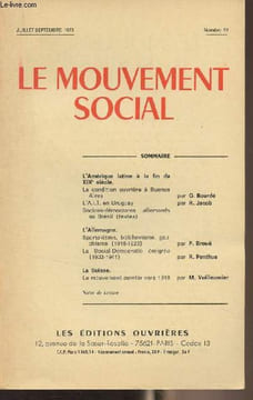 Le mouvement social - N°84 Juil. sept. 1973 - La condition ouvrière à Buenos Aires à la fin du XIXe et au début du XXe siècle - Aux origines du ...