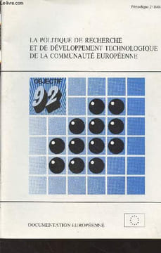 Objectif 92 - N°2 1988 -  La politique de recherche et de développement technologique de la communauté européenne - La recherche et la technologie ...