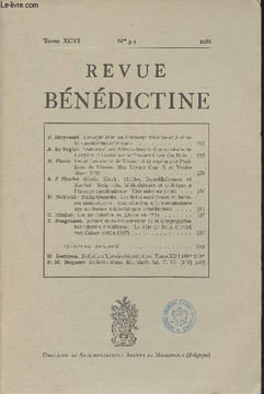 Revue Bénédictine - n°3-4 Tome XCVI 1986 - Excerpts from an Unknown Treatise of Jerome to Gaudentius of Brescia - Materia et ses dérivés dans le ...