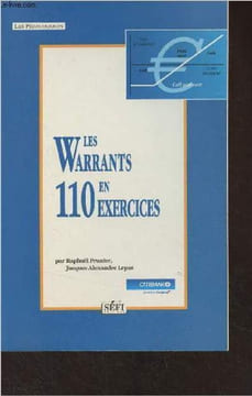 "Les Warrants en 110 exercices - ""Les pédagogiques""". Prunier Raphaël/Lepas Jacques-Alexandre