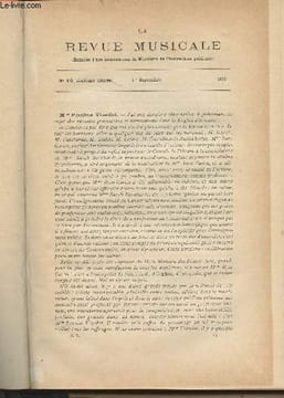 La Revue Musicale - 6e année - N°16, 1er sept. 1906 - Mme Pauline Viardot - Réouverture de l'Opéra-Comique - Aux arènes de Béziers (L. Augé de Lassus) ...