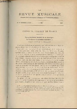 La Revue Musicale - 8e année - N°9, 1er mai 1908 - Cours du collège de France : Les premières formes de la musique : Le thrène et la plainte d'Adonis ...