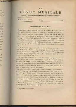 "La Revue Musicale- 10e année - N°12, 15 juin 1910 - L'Académie de Beaux-Arts - Le Baromètre du goût musical. Recettes officielles des théâtres ...
