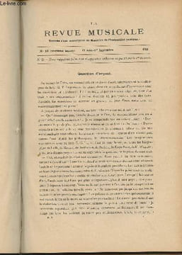 "La Revue Musicale - 11e année - N°16, 15 août-1er sept. 1911 - Question d'argent - Publications récentes : L'immortelle bienaimée de Beethoven - A la ...