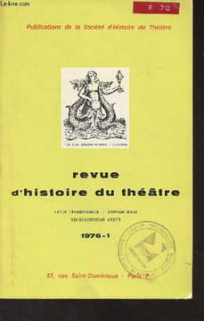 Revue d'histoire du théâtre - Janv. mars 1976 - 1 - 28e année - La partition intétieure - Document : la généalogie du Paradoxe - Le Comédien - L'art ...