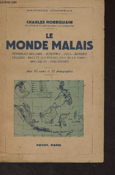 "Le monde Malais (Péninsule Malaise, Sumatra, Java, Bornéo, Celèbes, Bali et les petites îles de la Sonde, Moluques, Philippines) - ""Bibliothèque ...