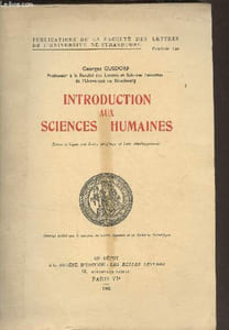 "Introduction aux sciences humaines - ""Publications de la faculté des lettres de l'université de Strasbourg"" fasc. 140"