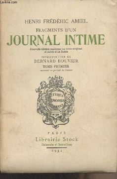 Fragments d'un journal intime - Tome 1. Amiel Henri Frédéric