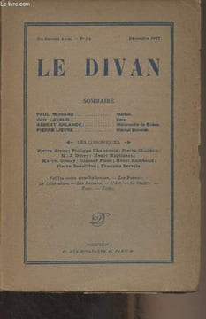 Le Divan - 19e année n°134 Déc. 1927 - Paul Morand : Marion - Guy Lavaud : Vers - Albert Erlande : Mélancolie de Silène - Pierre Lièvre : Marcel ...