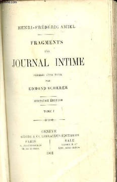 Fragments d'un journal intime - précédés d'une étude par Edmond Scherer - Tome 1 seul - 8ème édition.. Amiel Henri-Frédéric