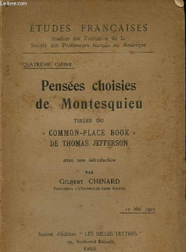 Etudes françaises - Quatrième cahier : Pensées choisies de Montesquieu tirées du common-place book de Thomas Jefferson.. Collectif