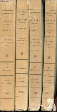 Oeuvres complètes de M.De Chateaubriand - En 4 volumes : Tome 3 études historiques tome 1 + Tome 4 études historiques tome 2 + Tome 5 études ...
