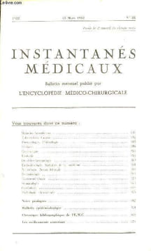 Instantanés médicaux n°28 15 mars 1952 - Maladies infectieuses - tuberculose cancer - pneumologie phtisiologie - pédiatrie - gynécologie - urologie - ...