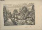 Bruges - Pont du cheval - Une eau forte originale signée Chabridon.. Chabridon