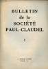 Bulletin de la Société Paul Claudel n°5 4e trimestre 1960 - La vie de la société - sociétés à l'étranger - en marge des livres - l'itinéraire de Paris ...