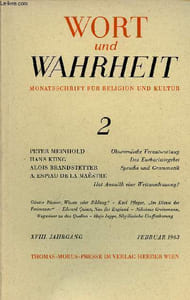 Tiré à part : Wort und Wahrheit n°2 februar 1963 - Hat Anouilh eine Weltanschauung ? par A.Espiau de la Maëstre.