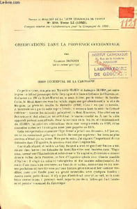 Observations dans la Provence Occidentale - Extrait du bulletin de la carte géologique de France n°239 Tome LI 1953.