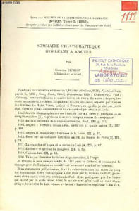 Sommaire Stratigraphique d'Orléans à Angers - Extrait du bulletin de la carte géologique de France n°237 Tome L 1952.