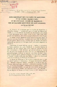 Sur l'age exact des calcaires de Saint-Pons et de Luynes (Bassin d'Aix) et de l'estaque (Bassin de Marseille) sur le calcaire lignitifere de Saint-Zacharie - Extrait des C.R. des travaux de la faculté des sciences de Marseille 1re série tome 1 fascicule 8