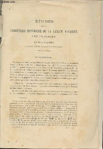 Etudes sur la phonétique historique de la langue annamite les initiales - Extrait du Bulletin de l'Ecole Française d'Extrême-Orient 1912.