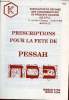 Fascicule : Prescriptions pour la fête de Pessah - Association de défense des consommateurs de produits cachers a.d.c.p.c.. Collectif