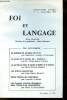 Foi et langage n°1 janvier-mars 1979 3e année - La logique du langage de la foi - le terme et la notion de doctrine - la parole de Dieu d'après la ...