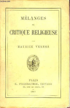 Mélanges de critique religieuse.. Vernes Maurice