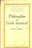 Philosophie du Goût musical - Collection les cahiers verts n°11.. Lasserre Pierre