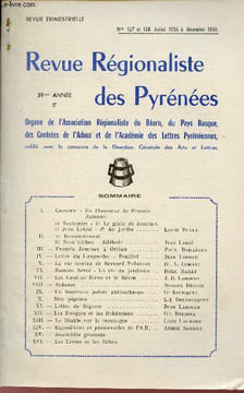 Revue Régionaliste des Pyrénées n°127 et 128 juillet à déc. 1955 - En l'honneur de Francis Jammes - souvenirs, le génie de Jammes, Jean Labbé, au ...