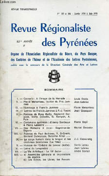 Revue Régionaliste des Pyrénées n°185 et 186 janvier à juin 1970 - A l'image de la Herrade - Pierre Menanteau lauréat du prix Jammes - hommage à ...