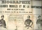 Une affiche : Biographie des huit gardes mobiles et de la cantinière décorés sur le champ de bataille dans les journées des 23,24,25 et 26 juin 1848 - ...