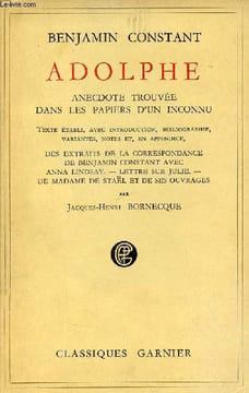 Adolphe anecdote trouvée dans les papiers d'un inconnu.. Constant Benjamin