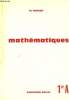 Mathématiques classe de 1re A - Arrêté du 8 juin 1966.. M.Monge