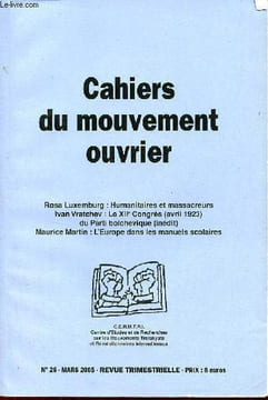 Cahiers du mouvement ouvrier n°26 mars 2005 - Joseph Chalier le jacobin de Lyon - Karl Marx et Cafiero - Martinique, ou humanitaires et massacreurs - ...