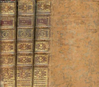 Oeuvres de Blaise Pascal - En 3 tomes - Tomes 1 + 2 + 3.. Pascal Blaise