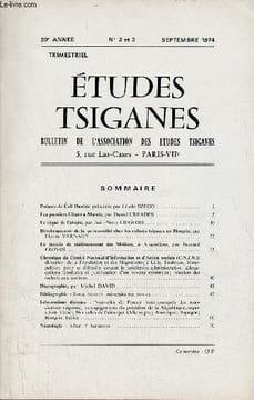 Etudes Tsiganes n°2-3 20e année septembre 1974 - Poèmes de Coli Daroczi par Laszlo Szego - les premiers ggitans à Murcie par Daniel Creades - le règne ...