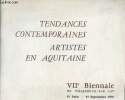 Catalogue d'exposition Tendances contemporaines artistes en Aquitaine VIIe Biennale de Villeneuve-sur-Lot 25 juin - 15 septembre 1976.. Collectif