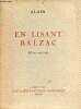 En lisant Balzac - édition originale.. Alain