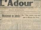 L'Adour n°5 15 novembre 1937 - Le renard pris au piège - maintenant ou jamais ! - oui ! nous sommes nous aussi pour le retraite des vieux - deux ...