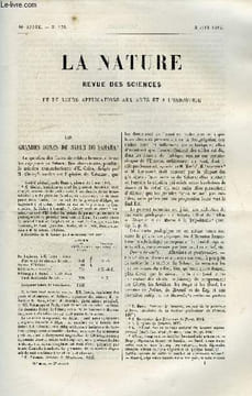La nature n° 470 - Les grandes usines de sable du Sahara par G. Rolland, L'éclairgae électrique des voies publiques, Tissus et bois inflammables, Une ...