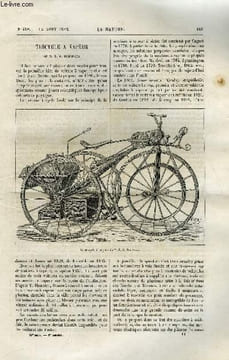 La nature n° 480 - Tricycle a vapeur de M.L. G. Perreaux, Le tunnel sous la Manche par Stanislas Meunier, Le perforateur du tunnel de la Manche par F. ...