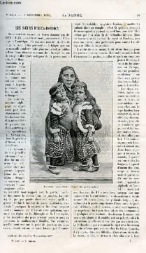 "La nature n° 1020 - Les soeurs Radica Doodica avec gravure dans le texte des deux soeurs ""siamoises"". Le développement de la population aux Etats ...