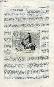 La nature n° 1120 - Une bicyclette automobile à moteur de gazoline avec gravure dans le texte de cette bicyclette et dessins dans le texte du ...