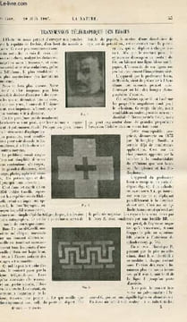 La nature n° 1569 - Transmission Télégraphique des images par L. C - Le Rhume des Foins par Dr A . Cartaz - Les Boeufs Musqués en captivité par J. ...