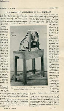 La nature n° 1929 - Le dynamomètre d'effraction de M.A.Bertillon, Aéroplanes et Orthoptères par Bresch, Les plaques photographiques dioptichromes ...