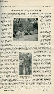 La nature n° 1978 - Les Pygmées de l'Afrique équatoriale par Verneau, Le maté, La dissémination des germes dans l'univers par Paul Becquerel, Comment ...